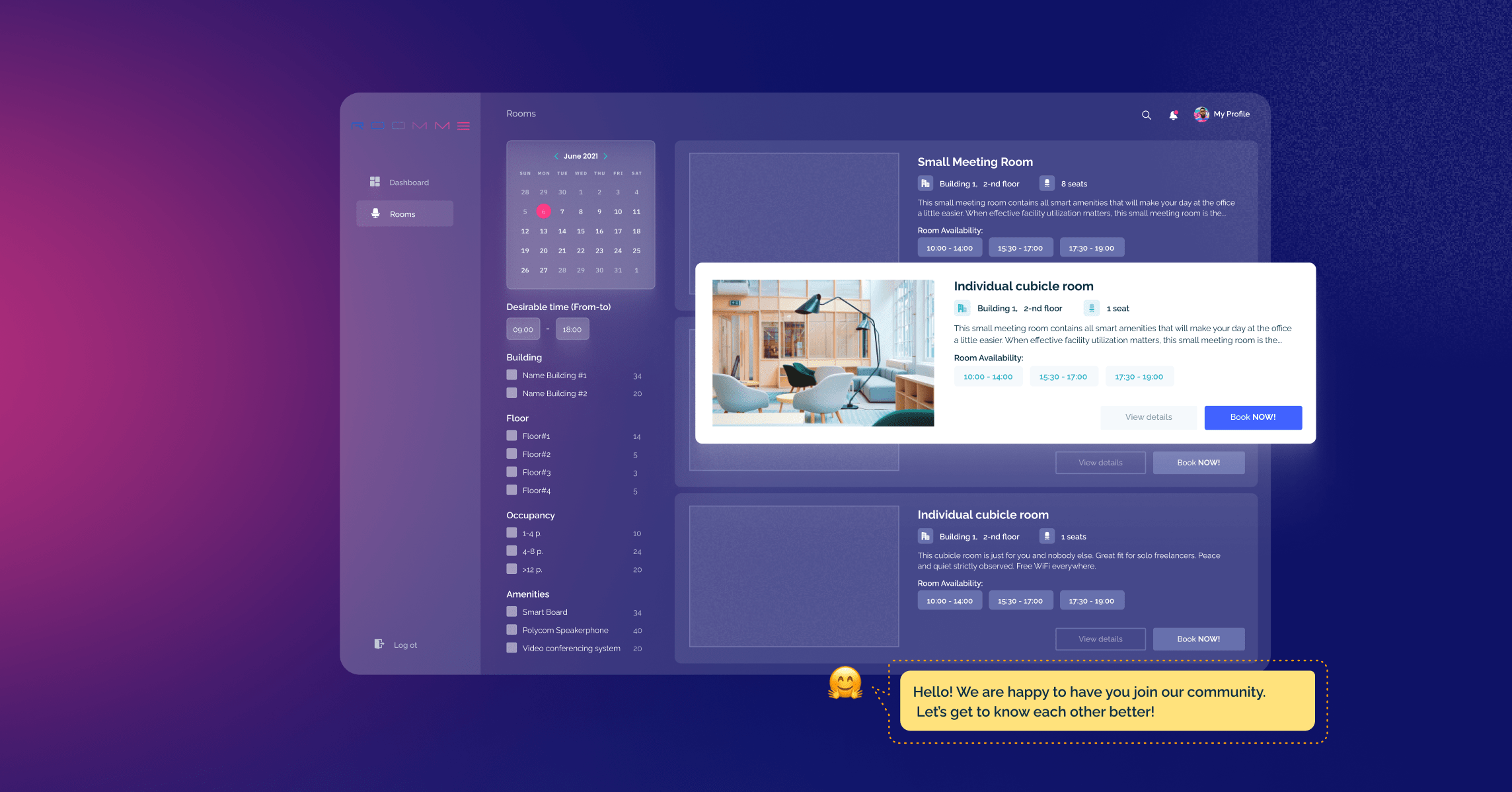 RoomMe project, UX UI design and web development case study