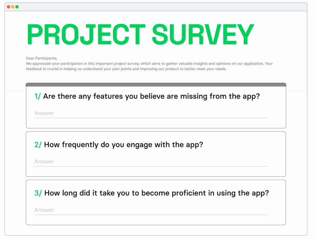 A step-by-step process of mobile app redesign: identify customer pain points through user research, project survey example. how to redesign an app, app redesign process, mobile app redesign, application redesign, how to redesign an app ux, ux redesign process, how to redesign mobile app, a comprehensive guide to mobile app design