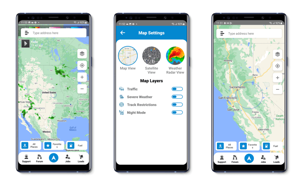 Road Hunter - screens of trucking app with detailed routing