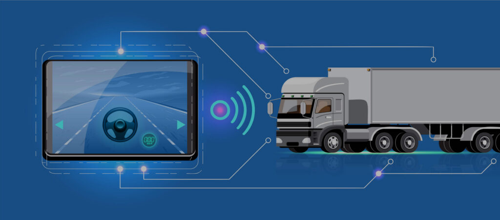 AI agent decision network overlaid on a fleet vehicle